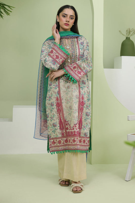 Zellbury | Unstitched 2 Piece Lawn | Embroidered Shirt Dupatta - 1714