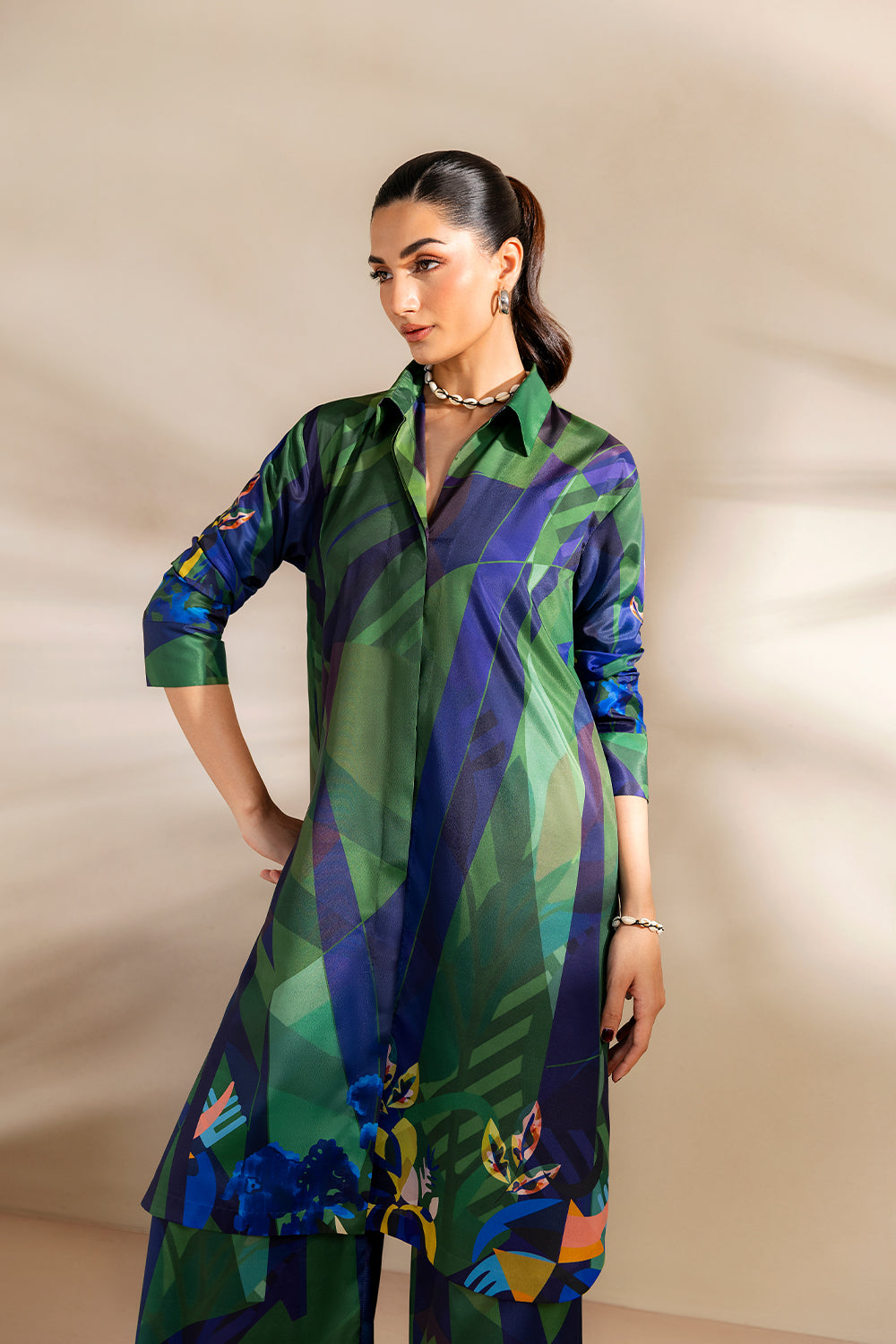 Saira Rizwan | Silk Coords 25 | SHORELINE SERENADE - SRSP-25-08 - Pakistani Designer Dress - by Saira Rizwan - Type : Ladies Clothes - 100% Original at Saira Sultan