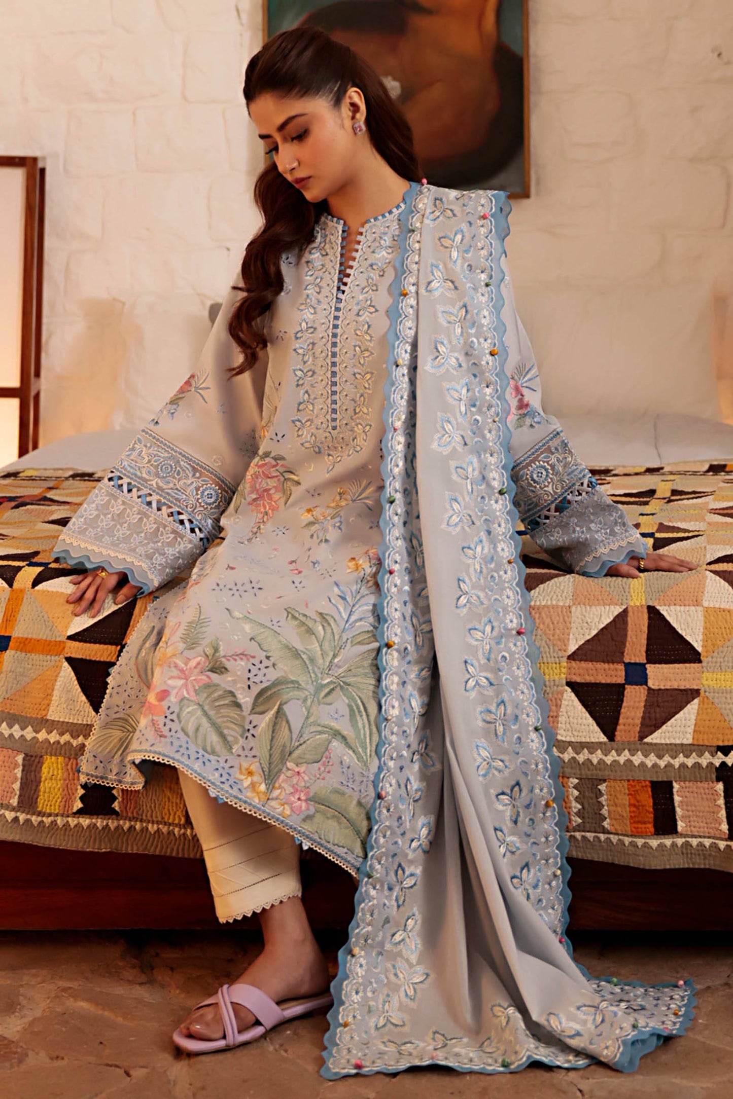 Zaha | Lawn 24 | ELA (ZL24-01 B) - Pakistani Designer Dress - by Zaha | Type: Luxury - 100% Original at Saira Sultan