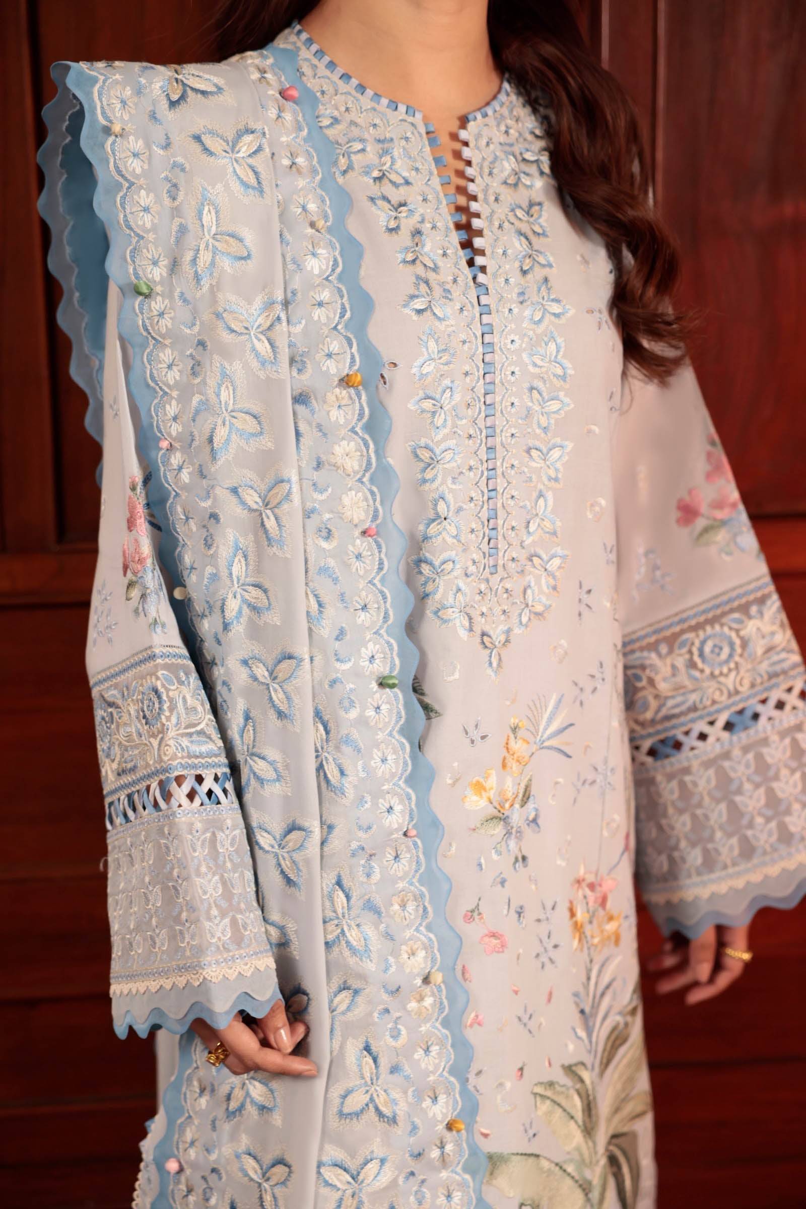 Zaha | Lawn 24 | ELA (ZL24-01 B) - Pakistani Designer Dress - by Zaha | Type: Luxury - 100% Original at Saira Sultan