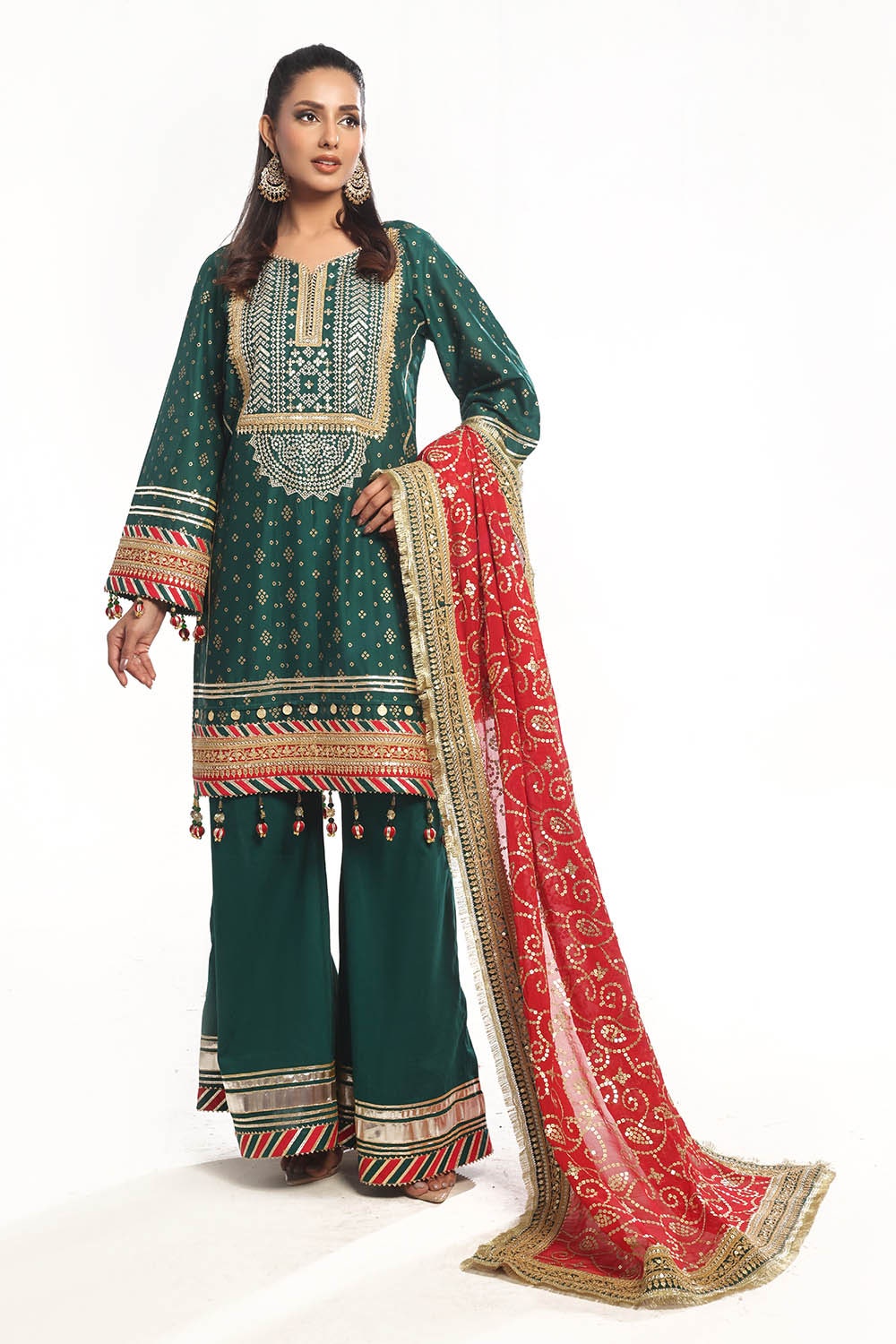 Gul Ahmed | Chunri Lawn 25 | BM-52024 XS Emerald Green Lawn